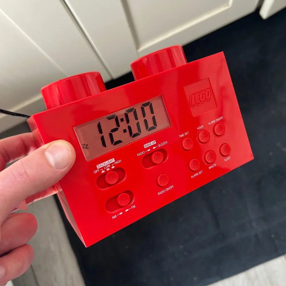 LEGO Red Brick AM/FM Alarm Clock Radio Digital Display LG11000 Retro Toy Decor